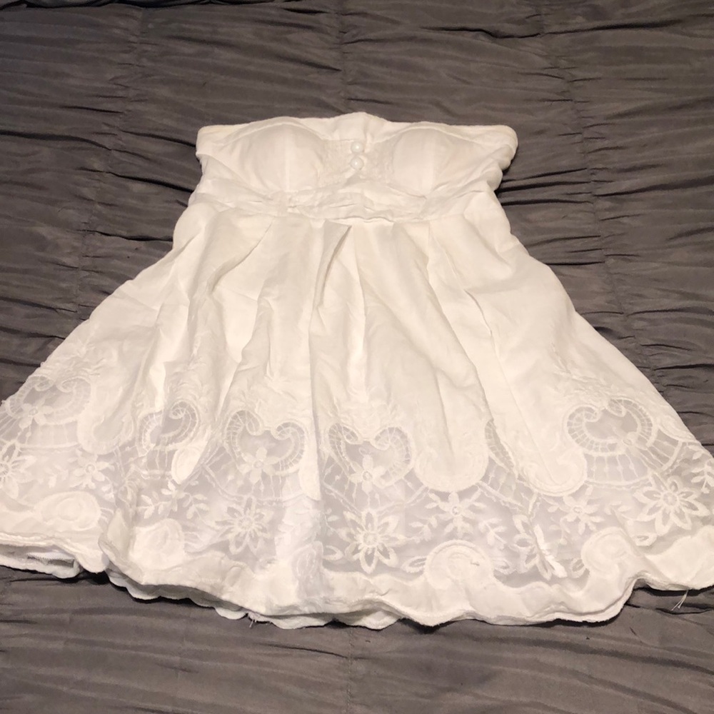 Short strapless white summer dress